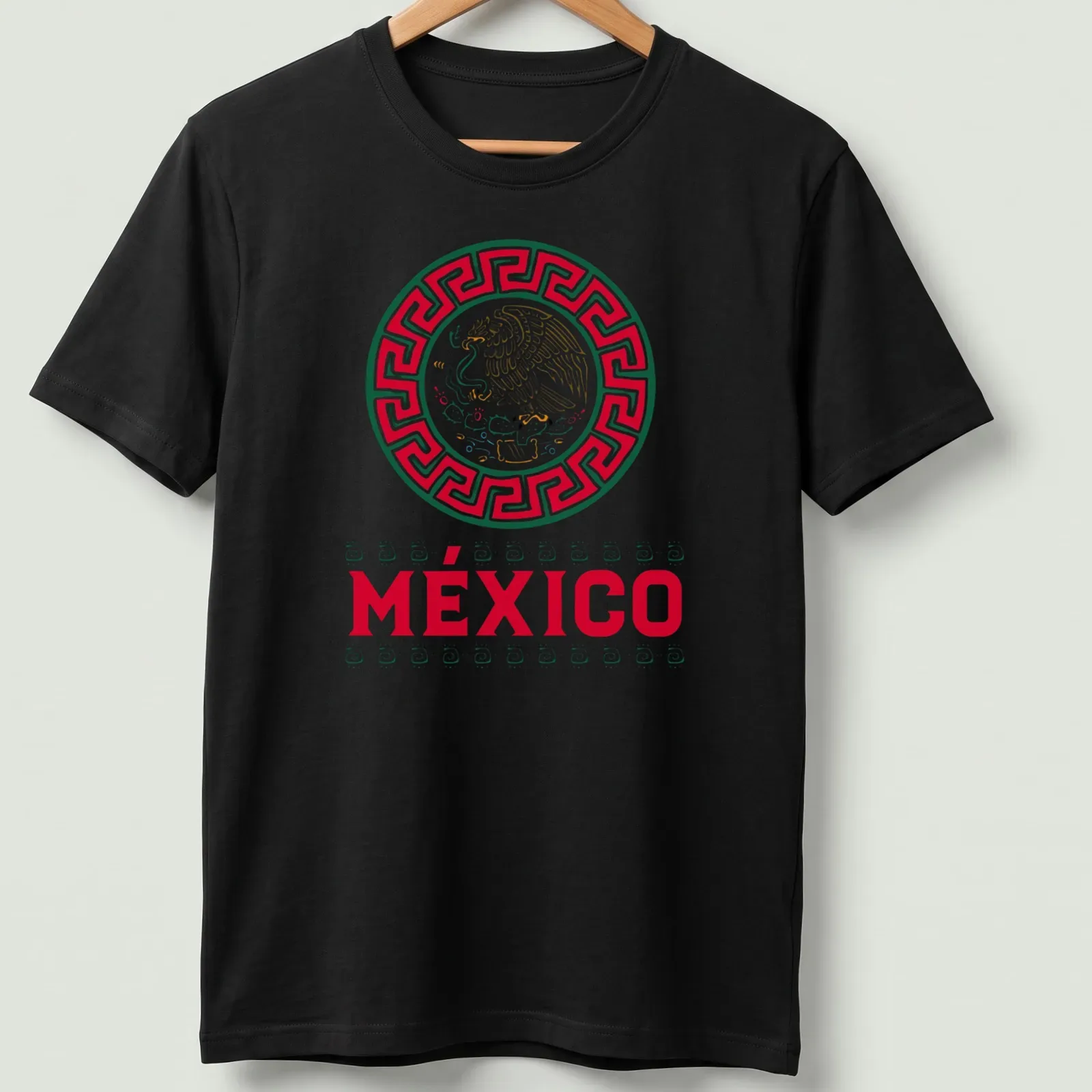 Eagle graphic with the word MÉXICO in bold, traditional colors of red, green, gold, and white. — printed on a unisex t-shirt