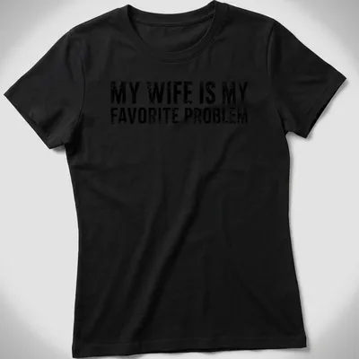 Bold distressed t-shirt with humorous text about marriage — printed on a women's shirt