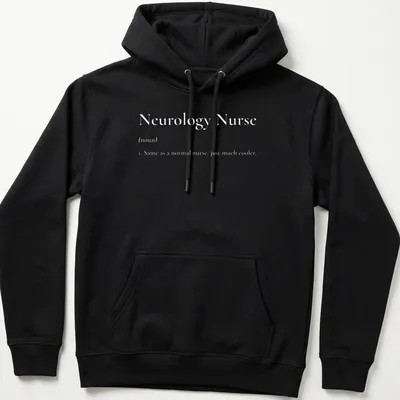 Simple black and white Neurology Nurse t-shirt featuring bold text — printed on a unisex hoodie