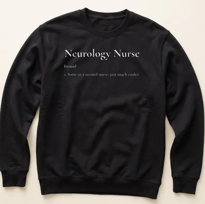 Simple black and white Neurology Nurse t-shirt featuring bold text — printed on a unisex sweatshirt