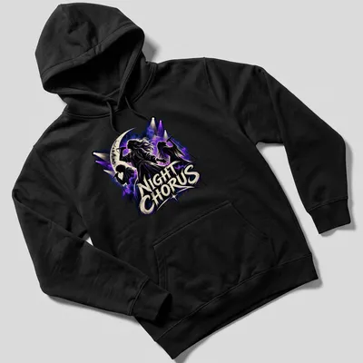 Vintage rock design featuring silhouette singers with night sky and musical theme — printed on a unisex hoodie