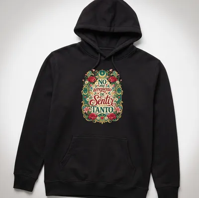Floral design featuring roses and hearts with heartfelt text on a vintage style — printed on a unisex hoodie