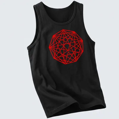 Abstract geometric nonagon pattern in red for King Gizzard fans — printed on a tank top