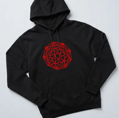 Abstract geometric nonagon pattern in red for King Gizzard fans — printed on a unisex hoodie