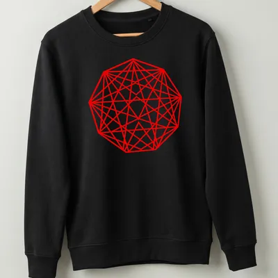 Abstract geometric nonagon pattern in red for King Gizzard fans — printed on a unisex sweatshirt