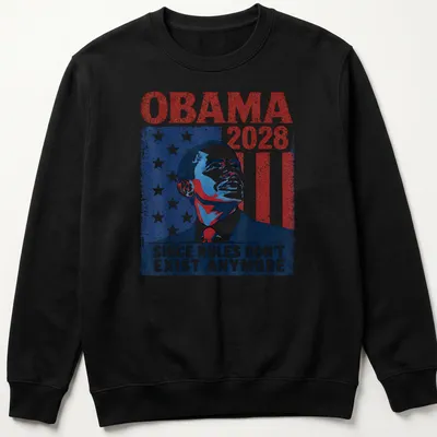 Vintage distressed Obama 2028 shirt with American flag design and bold text — printed on a unisex sweatshirt