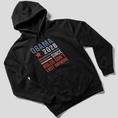 Vintage distressed T-shirt featuring political slogan about Obama 2028 — printed on a unisex hoodie