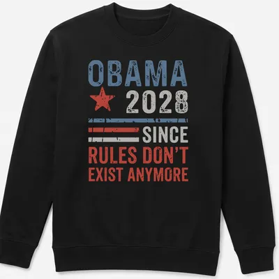 Vintage distressed T-shirt featuring political slogan about Obama 2028 — printed on a unisex sweatshirt