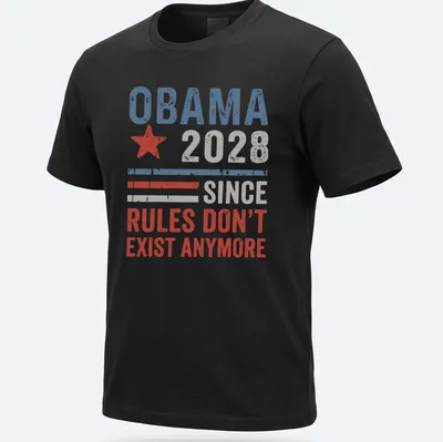 Vintage distressed T-shirt featuring political slogan about Obama 2028 — printed on a unisex t-shirt