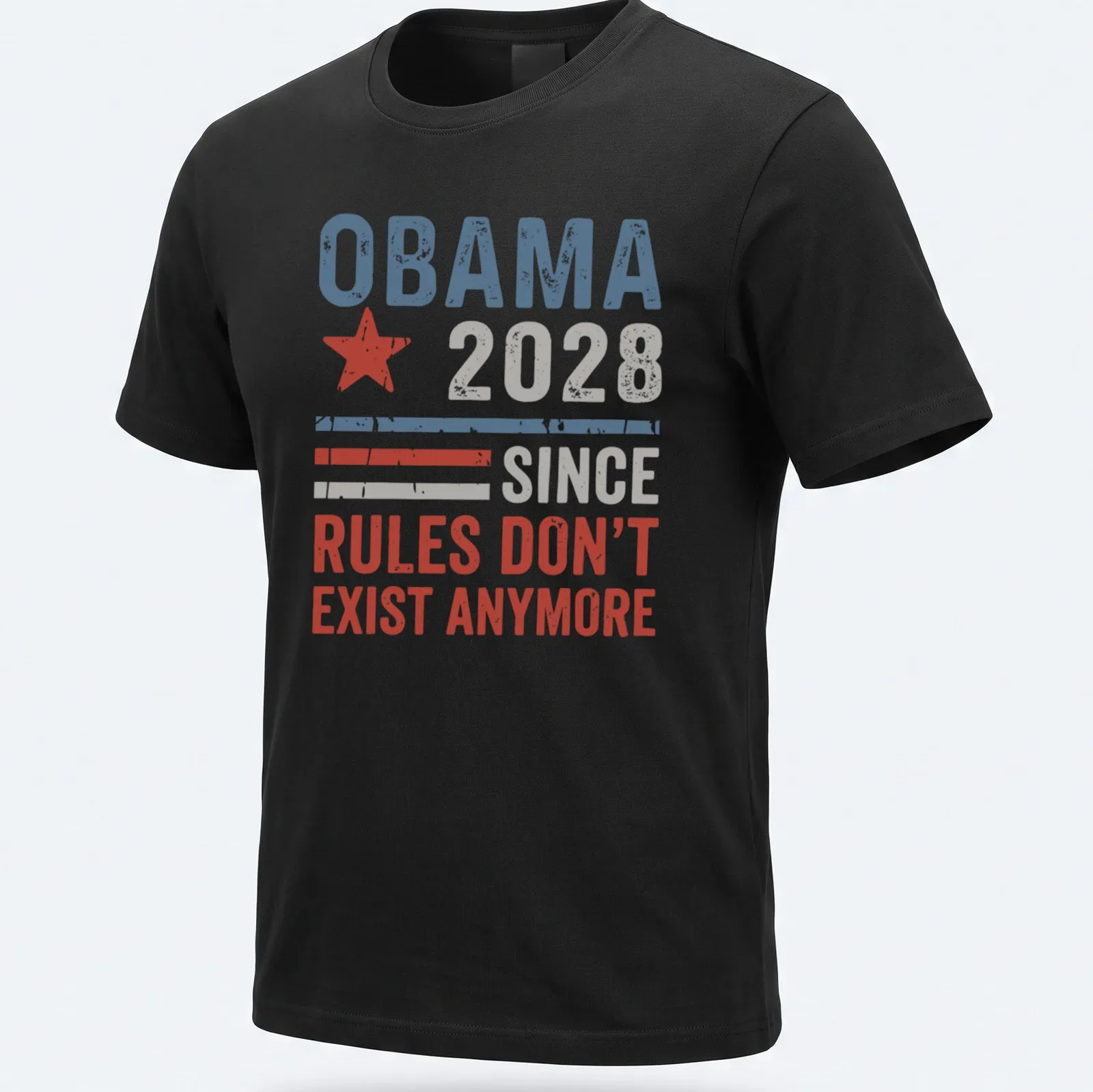 Vintage distressed T-shirt featuring political slogan about Obama 2028 — printed on a unisex t-shirt