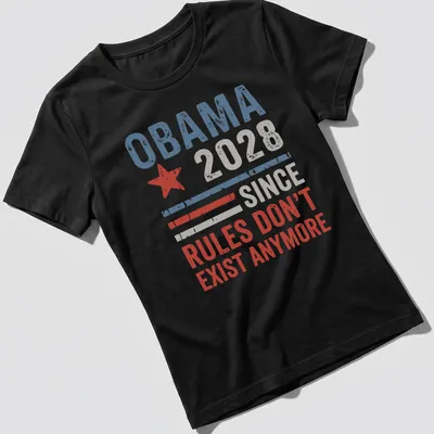 Vintage distressed T-shirt featuring political slogan about Obama 2028 — printed on a women's shirt