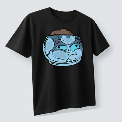 Kawaii design of a cat curled up in a tiny bed with soft colors — printed on a unisex t-shirt (angled view)