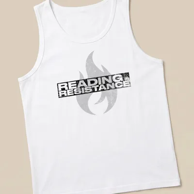 Grunge distressed t-shirt featuring motivational quote with flame design — printed on a tank top