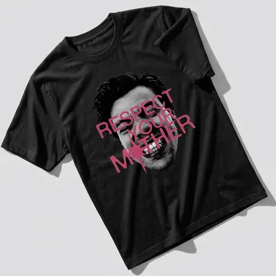 Edgy portrait tee with a smiling face and the text 'Respect Your Mother' in bold lettering — printed on a unisex t-shirt