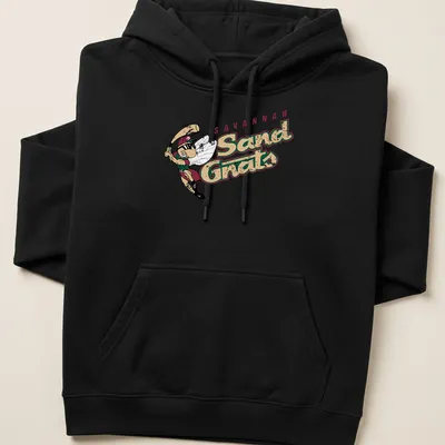 Vintage Savannah Sand Gnats tee featuring a whimsical baseball mascot with wings — printed on a unisex hoodie