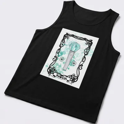 Illustrative design featuring a microphone with diamond top and 'SHAWOL' text. — printed on a tank top