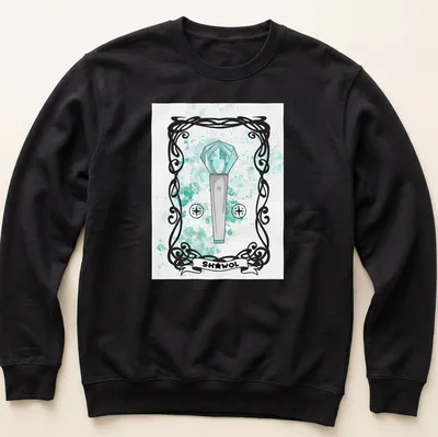 Illustrative design featuring a microphone with diamond top and 'SHAWOL' text. — printed on a unisex sweatshirt
