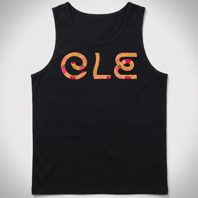 Colorful summer t-shirt featuring strawberries and rainbows with the word 'OLE' in playful lettering. — printed on a tank top