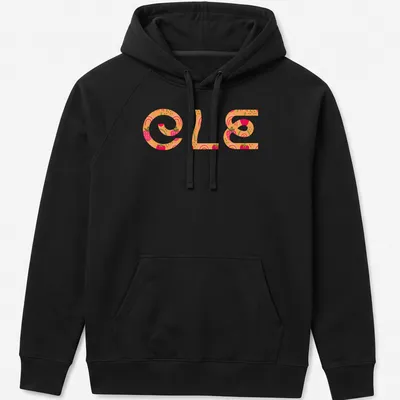 Colorful summer t-shirt featuring strawberries and rainbows with the word 'OLE' in playful lettering. — printed on a unisex hoodie