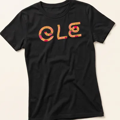 Colorful summer t-shirt featuring strawberries and rainbows with the word 'OLE' in playful lettering. — printed on a women's shirt