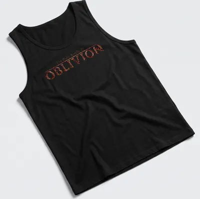 Fantasy game logo t-shirt featuring The Elder Scrolls IV Oblivion text — printed on a tank top