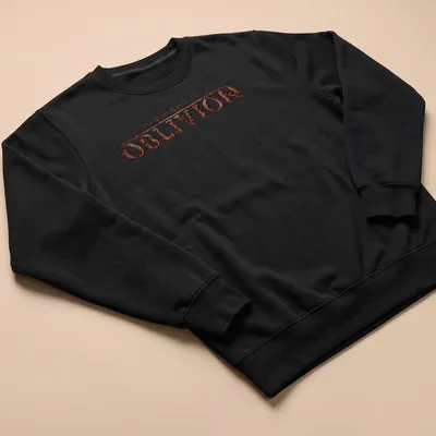 Fantasy game logo t-shirt featuring The Elder Scrolls IV Oblivion text — printed on a unisex sweatshirt