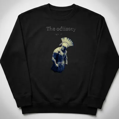 Dramatic Spartan warrior illustration with text on — printed on a unisex sweatshirt