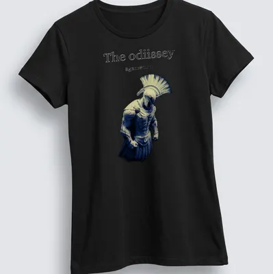 Dramatic Spartan warrior illustration with text on — printed on a women's shirt
