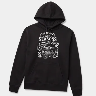 Vintage typography T-shirt featuring Minnesota State Fair humor — printed on a unisex hoodie