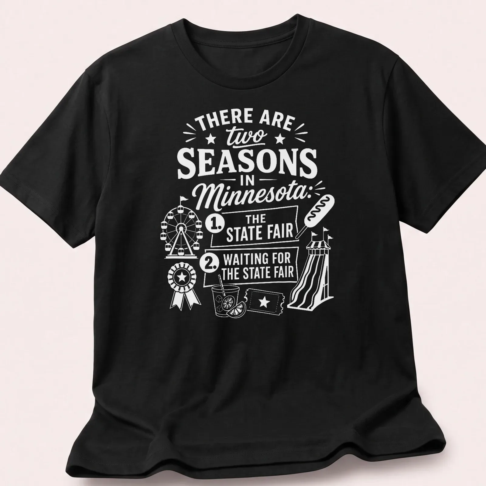 Vintage typography T-shirt featuring Minnesota State Fair humor — printed on a unisex t-shirt