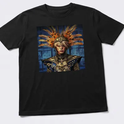 Fantasy portrait of Thunderbird God with a feathered headdress in vibrant colors