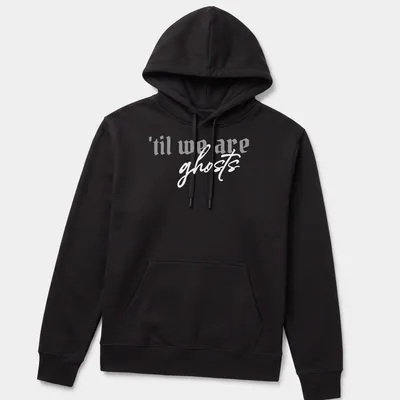Elegant typography reads 'til we are', suggesting lasting connections and relationships. — printed on a unisex hoodie