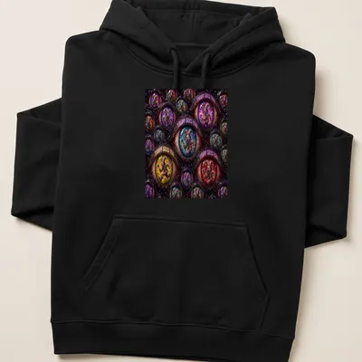 Psychedelic clown graphic with the text 'TRIPP SEES YOU' in vibrant colors — printed on a unisex hoodie