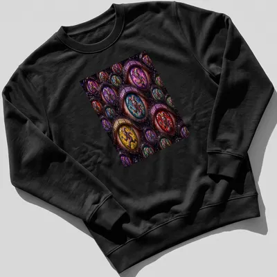 Psychedelic clown graphic with the text 'TRIPP SEES YOU' in vibrant colors — printed on a unisex sweatshirt