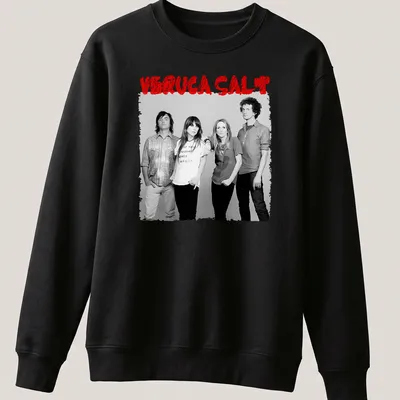 Black and white portrait of Veruca Salt with red accents on a — printed on a unisex sweatshirt