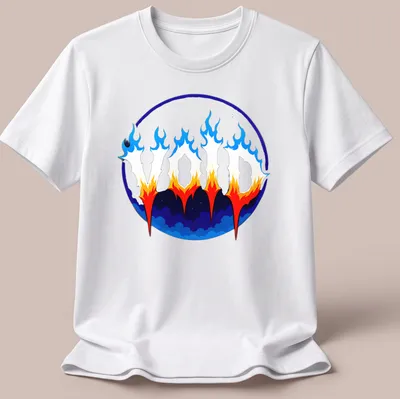 Gothic flames surrounding bold 'VOID' text in blue, orange, white, and black
