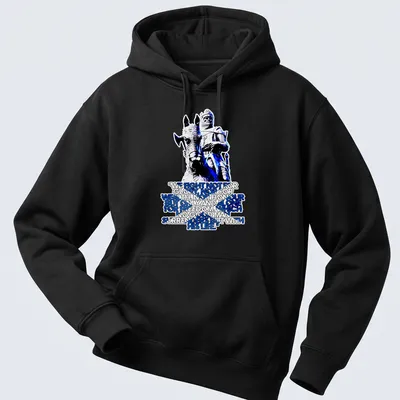 Bold typographic design with a mounted knight and a powerful quote about freedom — printed on a unisex hoodie